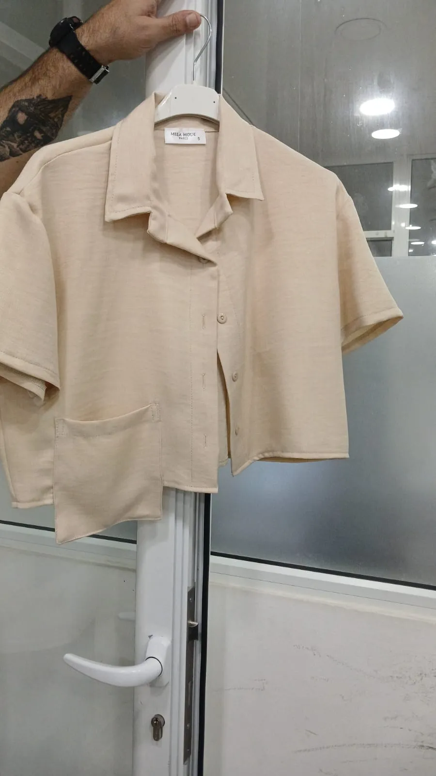 Chemise crop poche CHE-0206