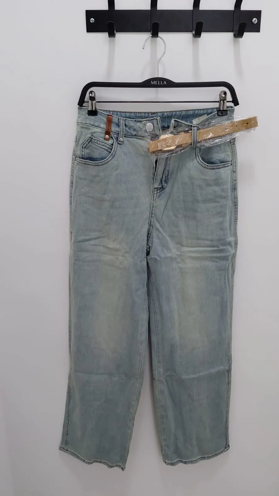Jeans effet Vert avec ceinture1088#