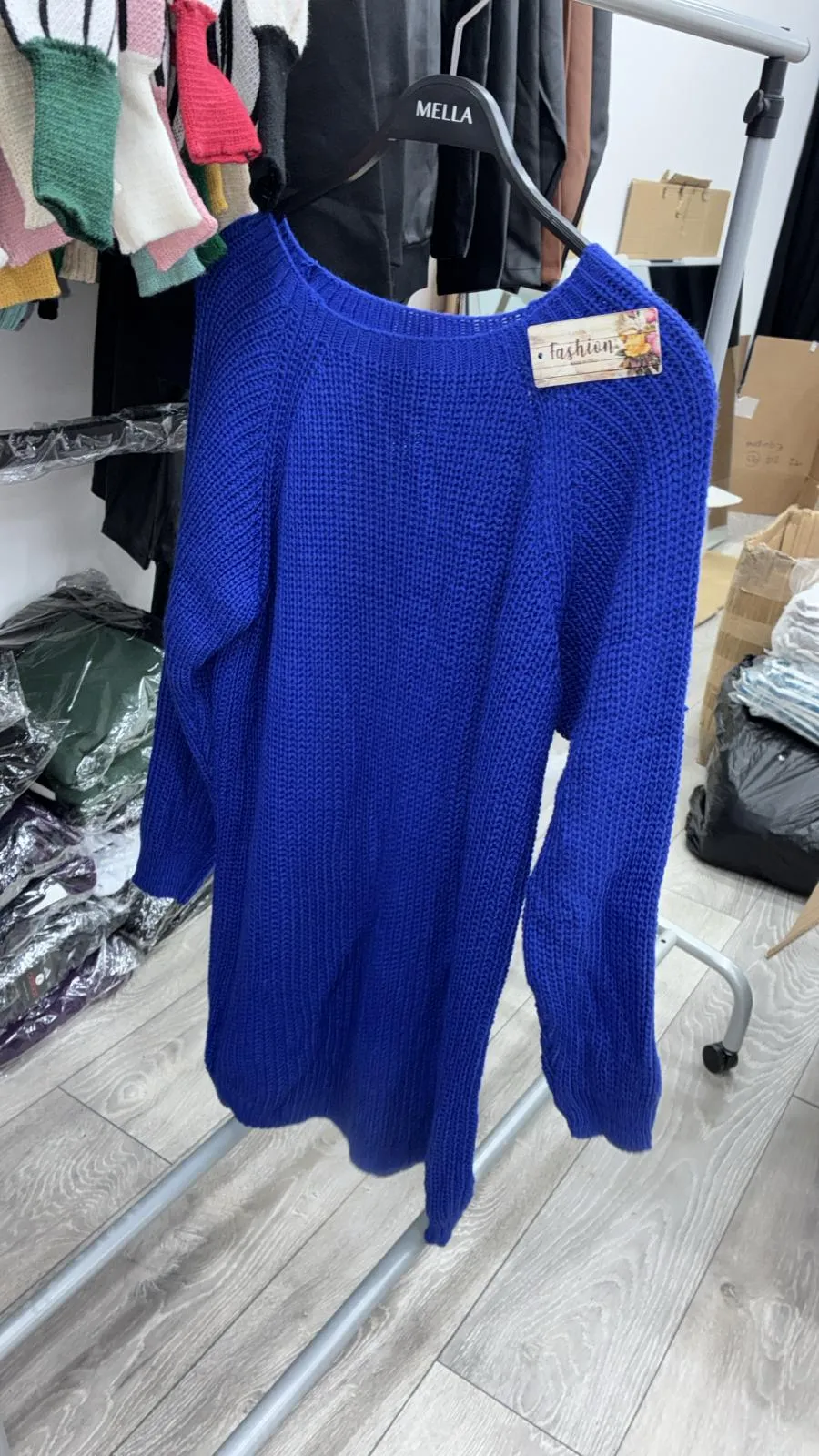 Robe en laine col rond simple 18014
